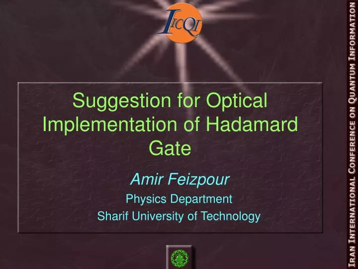 suggestion for optical implementation of hadamard gate