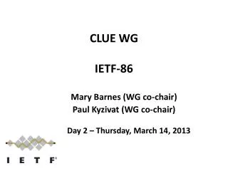 CLUE WG IETF -86