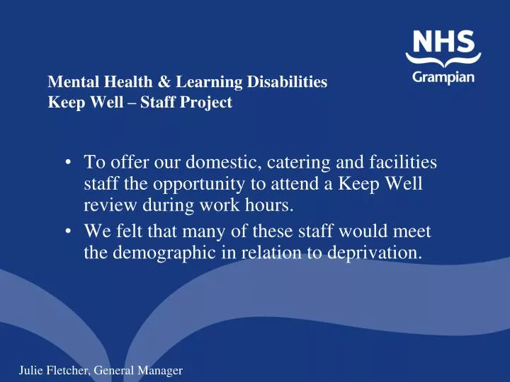 mental health learning disabilities keep well staff project