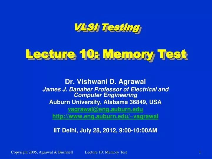 vlsi testing lecture 10 memory test