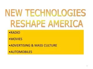 NEW TECHNOLOGIES RESHAPE AMERICA
