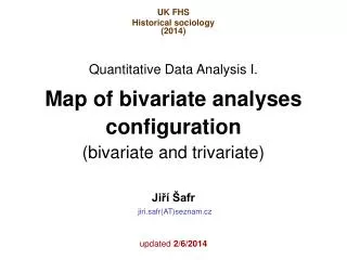 Map of bivariate analyses configuration (bivariate and trivariate)
