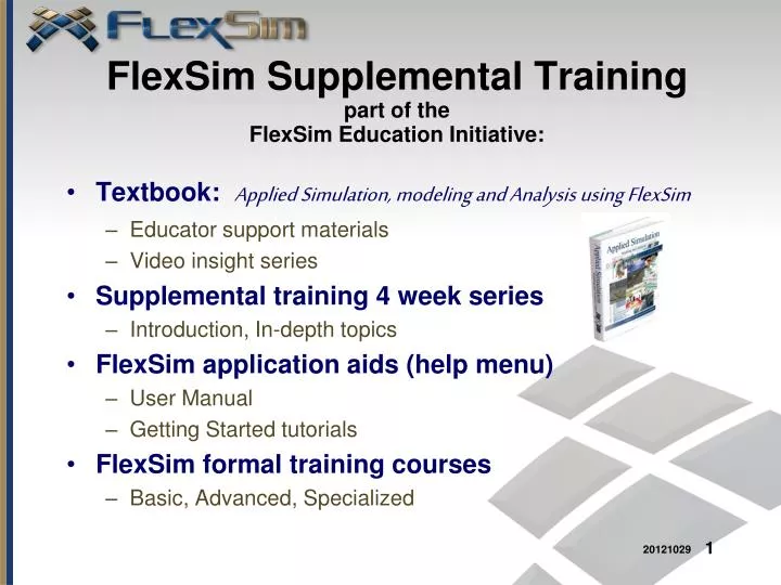 flexsim supplemental training part of the flexsim education initiative