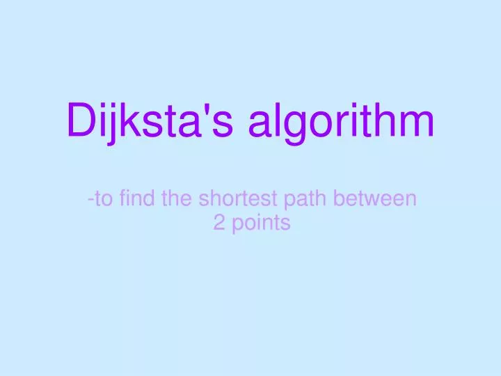 dijksta s algorithm