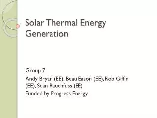 Solar Thermal Energy Generation