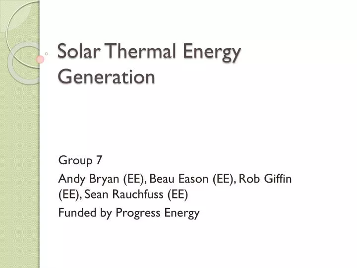 solar thermal energy generation