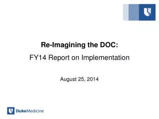 Re-Imagining the DOC : FY14 Report on Implementation