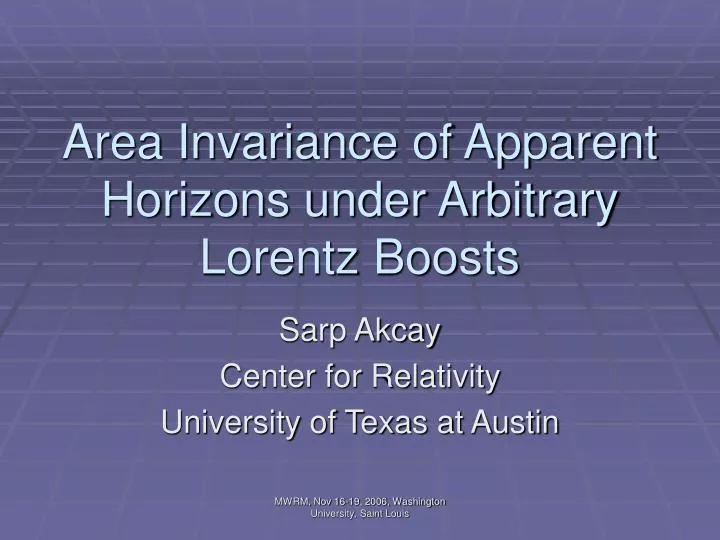 area invariance of apparent horizons under arbitrary lorentz boosts