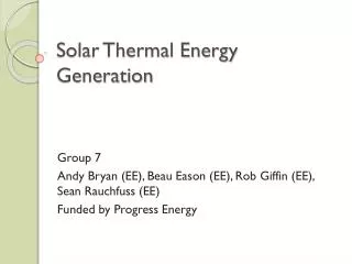 Solar Thermal Energy Generation