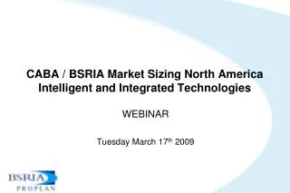 CABA / BSRIA Market Sizing North America Intelligent and Integrated Technologies