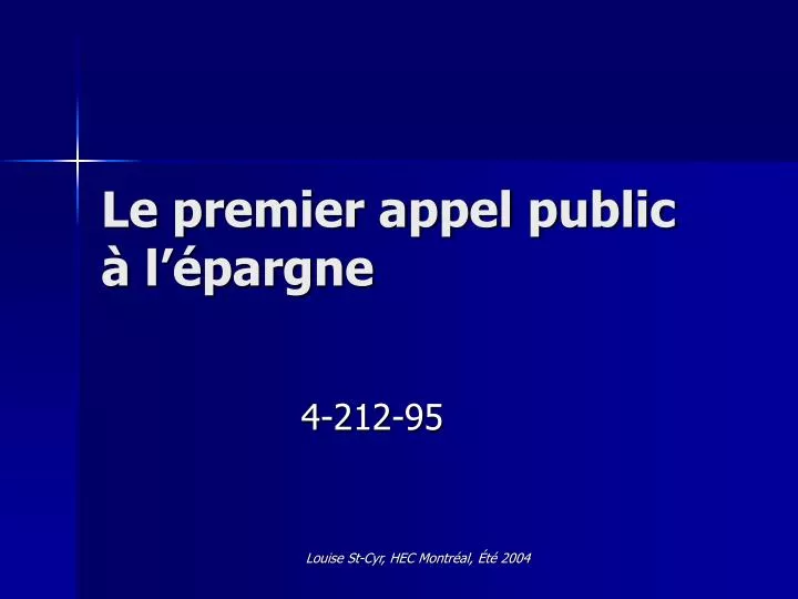 le premier appel public l pargne