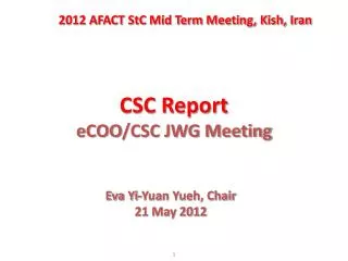 CSC Report eCOO /CSC JWG Meeting