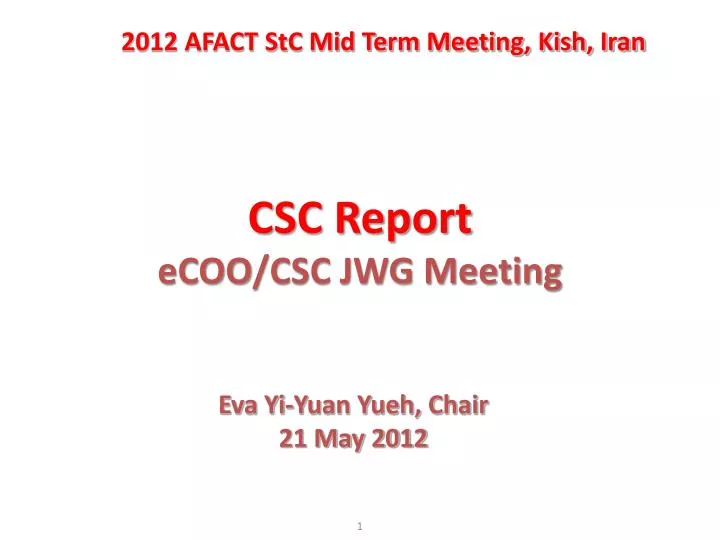 csc report ecoo csc jwg meeting
