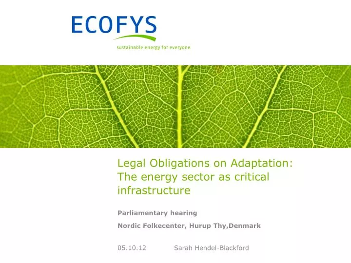 legal obligations on adaptation the energy sector as critical infrastructure