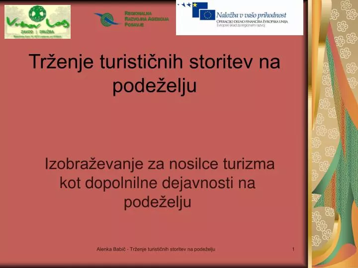 tr enje turisti nih storitev na pode elju