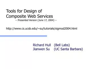 Richard Hull (Bell Labs) Jianwen Su (UC Santa Barbara)