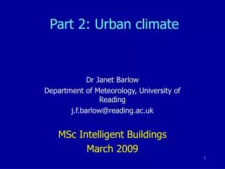 Part 2: Urban climate