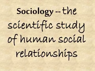 Sociology -- the scientific study of human social relationships