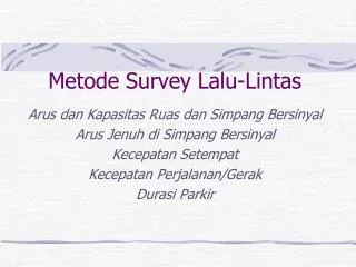 metode survey lalu lintas