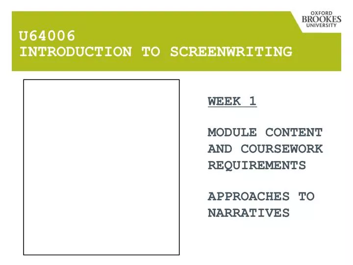 u64006 introduction to screenwriting