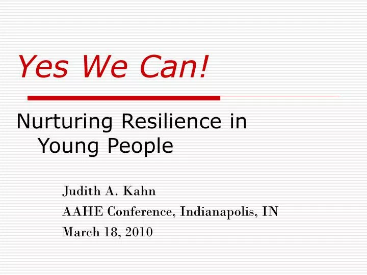 yes we can nurturing resilience in young people