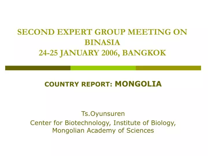 second expert group meeting on binasia 24 25 january 2006 bangkok