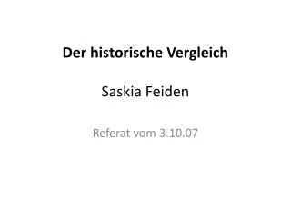 der historische vergleich saskia feiden