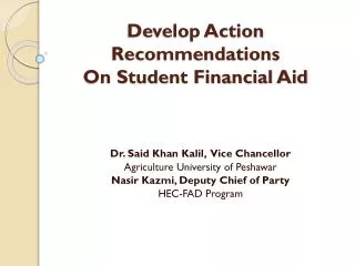 Develop Action Recommendations On Student Financial Aid