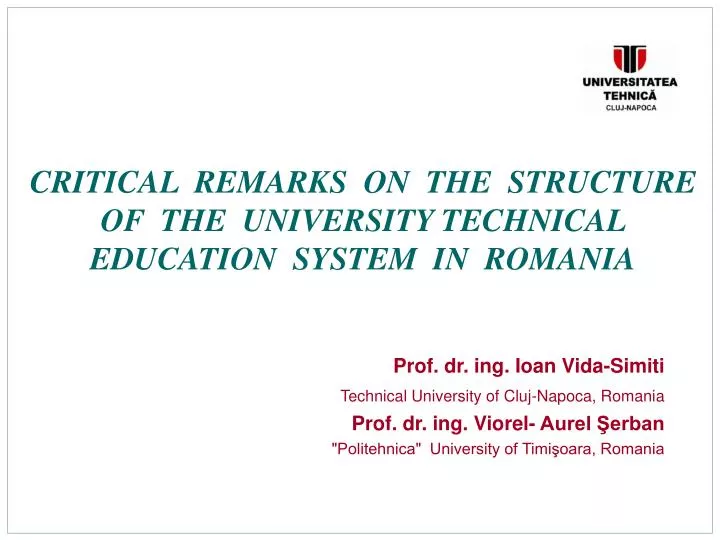 critical remarks on the structure of the university technical education system in romania