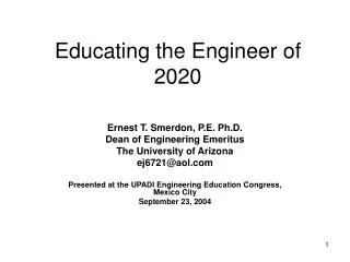 Educating the Engineer of 2020