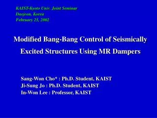 Modified Bang-Bang Control of Seismically Excited Structures Using MR Dampers