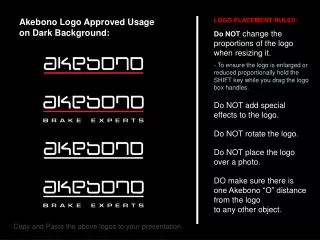Akebono Logo Approved Usage on Dark Background: