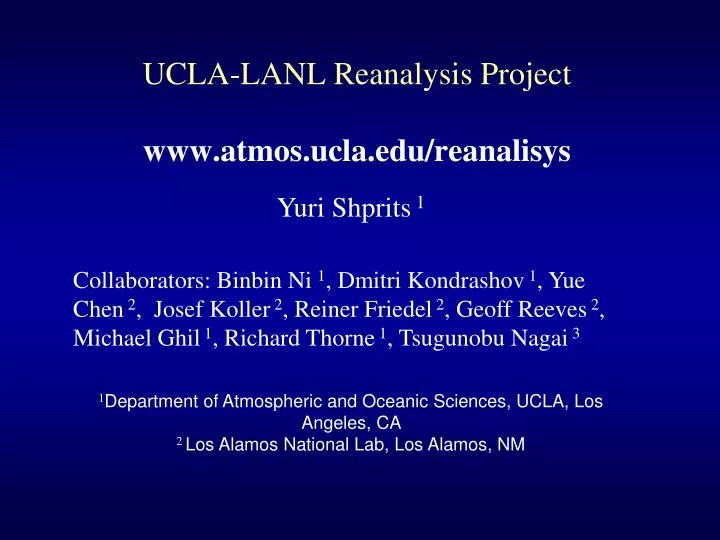 ucla lanl reanalysis project www atmos ucla edu reanalisys