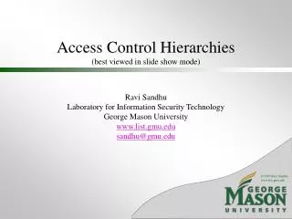 Access Control Hierarchies (best viewed in slide show mode)