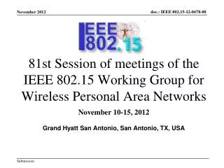81st Session of meetings of the IEEE 802.15 Working Group for Wireless Personal Area Networks