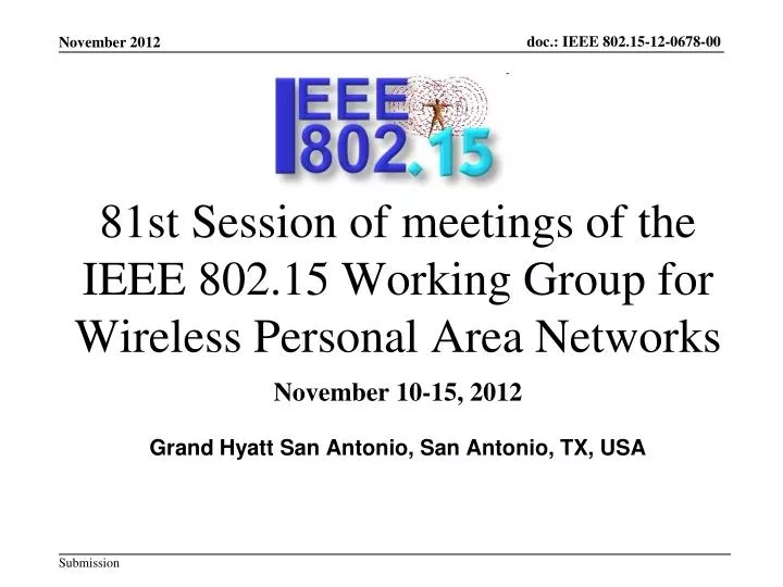 81st session of meetings of the ieee 802 15 working group for wireless personal area networks