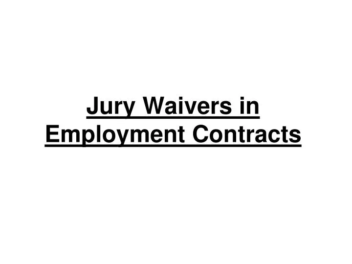 jury waivers in employment contracts