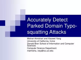 Accurately Detect Parked Domain Typo-squatting Attacks