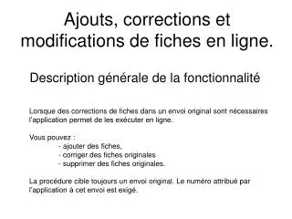 ajouts corrections et modifications de fiches en ligne