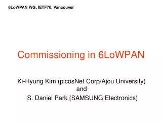Commissioning in 6LoWPAN