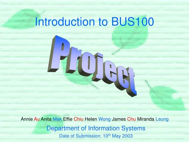 introduction to bus100