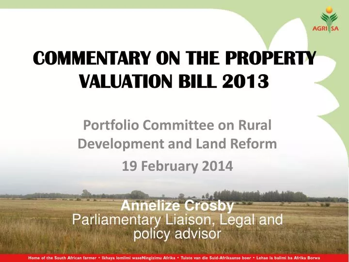 commentary on the property valuation bill 2013