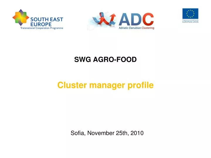 swg agro food cluster manager profile