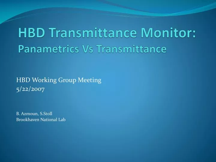 hbd transmittance monitor panametrics vs transmittance