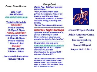 Central Oregon Chapter Adult Amateur Camp With Jeremy Steinberg And Shauntel Bryant