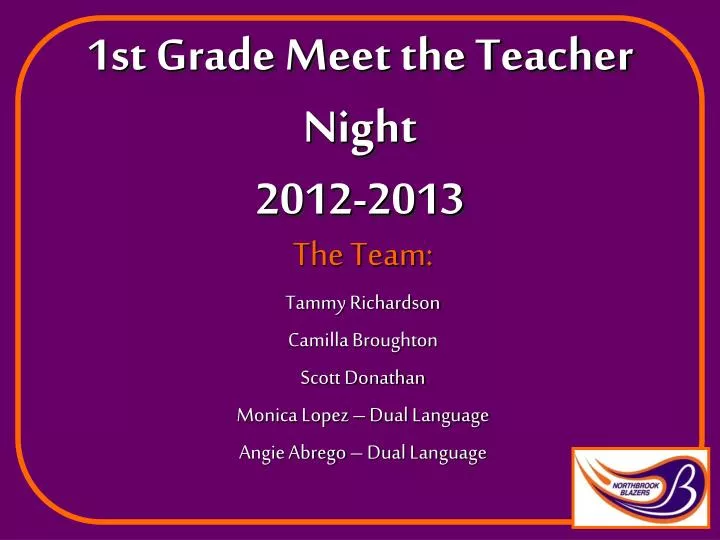 1st grade meet the teacher night 2012 2013