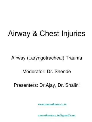 Airway &amp; Chest Injuries