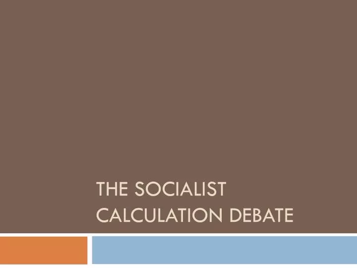 the socialist calculation debate