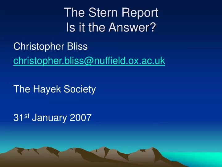 the stern report is it the answer