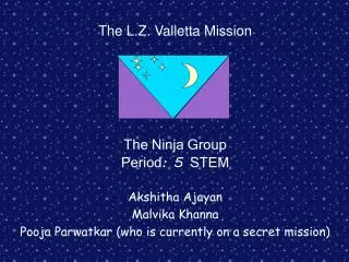 The L.Z. Valletta Mission The Ninja Group Period : 5 STEM Akshitha Ajayan Malvika Khanna